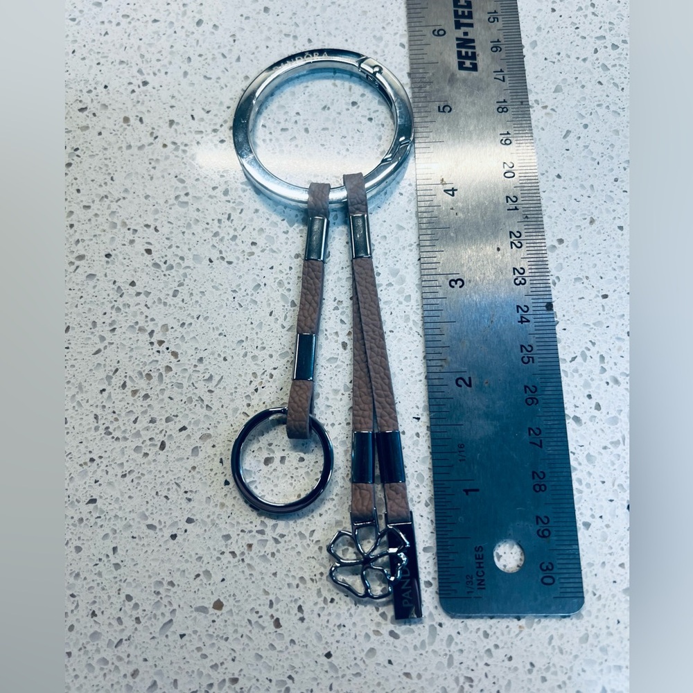Pandora Stainless & Leather Key Fob